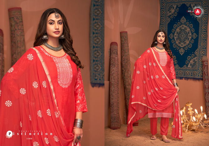 Tulip Vol 9 By Triple Aaa Viscose Muslin Lakhnavi Jacquard Dress Material Suppliers In Mumbai